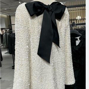 Sold out H&M Cream Sequin Dress with Black Bow Accent